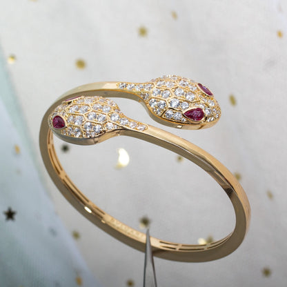 [⭐moonlume]SERPENTI BRACELET PINK GOLD DIAMOND DOUBLE SNAKE
