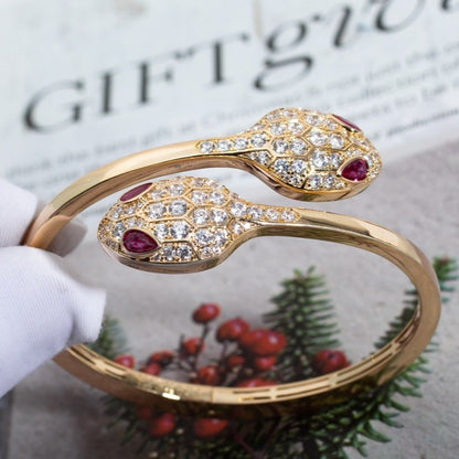 [⭐moonlume]SERPENTI BRACELET PINK GOLD DIAMOND DOUBLE SNAKE