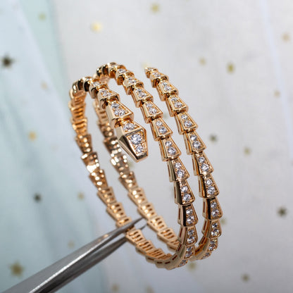 [⭐moonlume]SERPENTI BRACELET PINK GOLD DIAMOND DOUBLE ROW