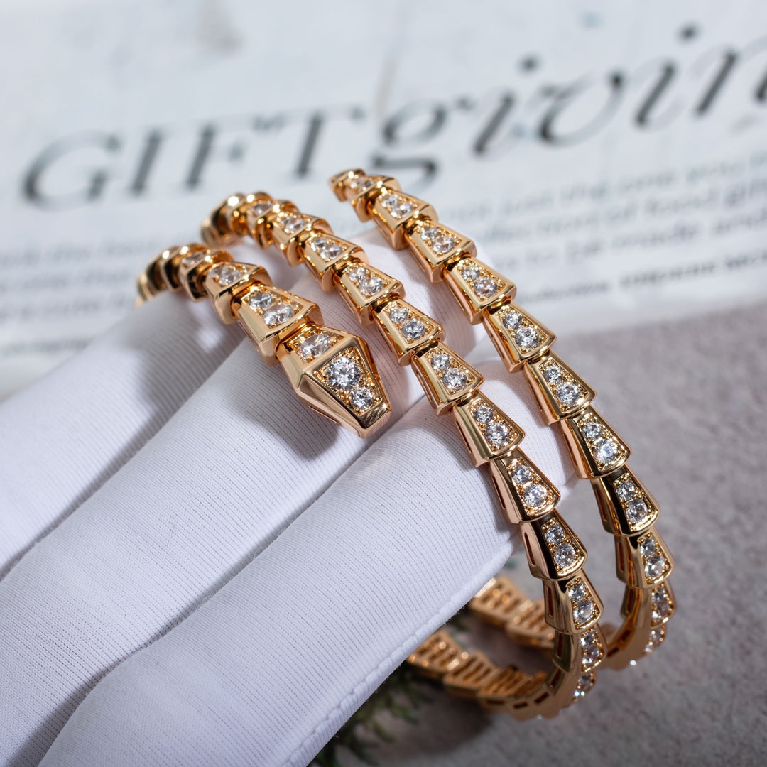 [⭐moonlume]SERPENTI BRACELET PINK GOLD DIAMOND DOUBLE ROW