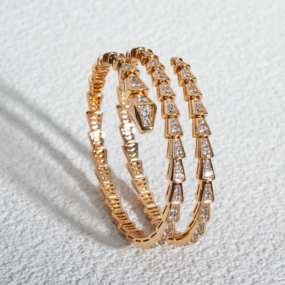 [⭐moonlume]SERPENTI BRACELET PINK GOLD DIAMOND DOUBLE ROW