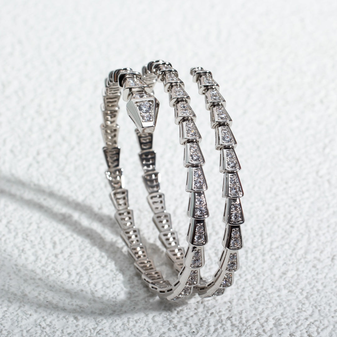 [⭐moonlume]SERPENTI BRACELET SILVER DIAMOND DOUBLE ROW