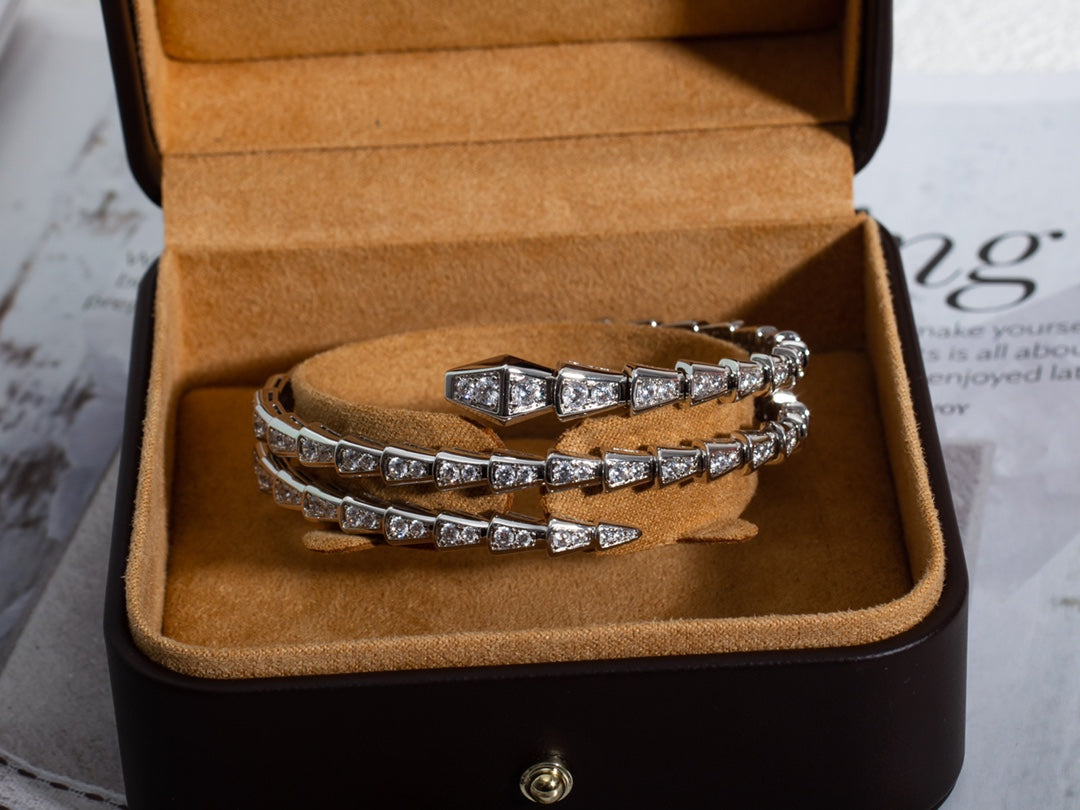 [⭐moonlume]SERPENTI BRACELET SILVER DIAMOND DOUBLE ROW