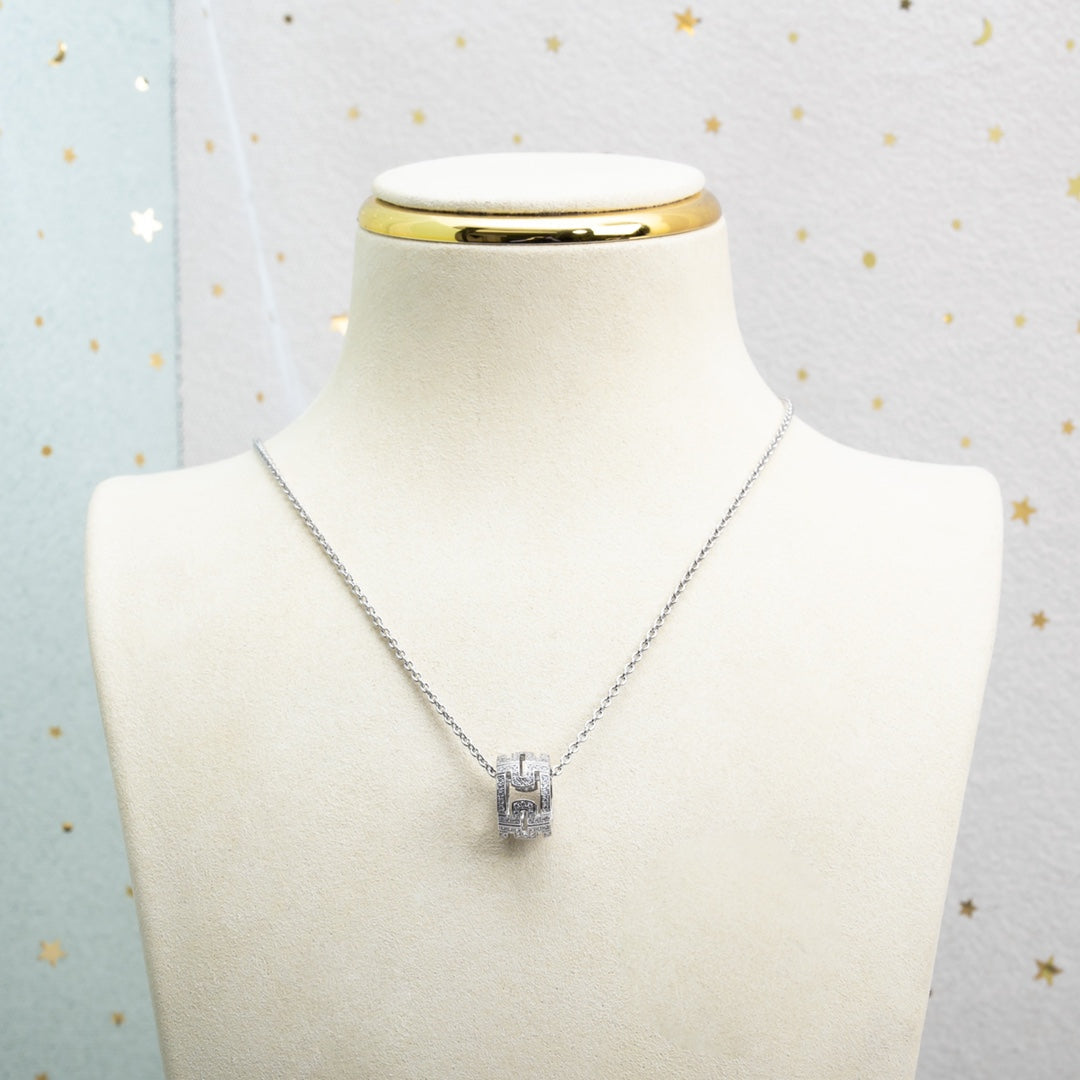 [⭐moonlume]PARENTESI NECKLACE SILVER DIAMOND