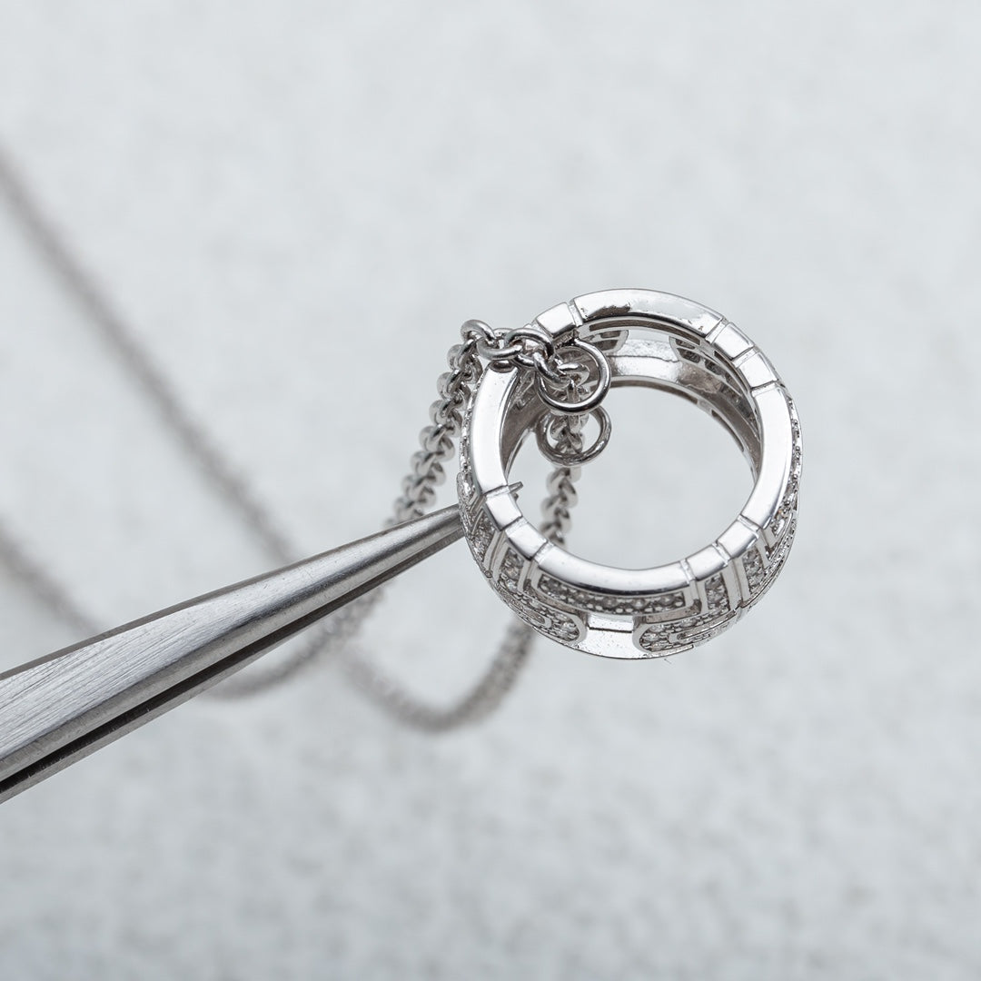 [⭐moonlume]PARENTESI NECKLACE SILVER DIAMOND