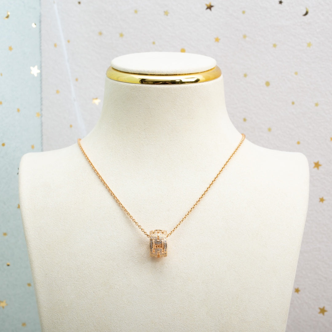 [⭐moonlume]PARENTESI NECKLACE PINK GOLD DIAMOND
