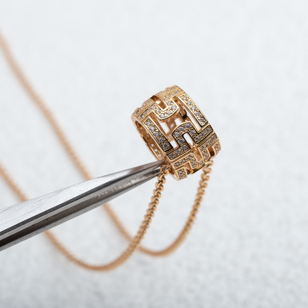 [⭐moonlume]PARENTESI NECKLACE PINK GOLD DIAMOND