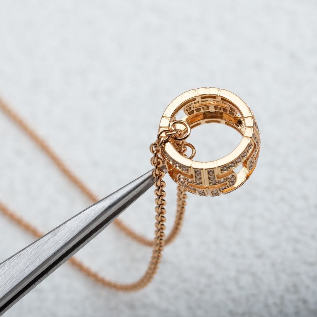 [⭐moonlume]PARENTESI NECKLACE PINK GOLD DIAMOND