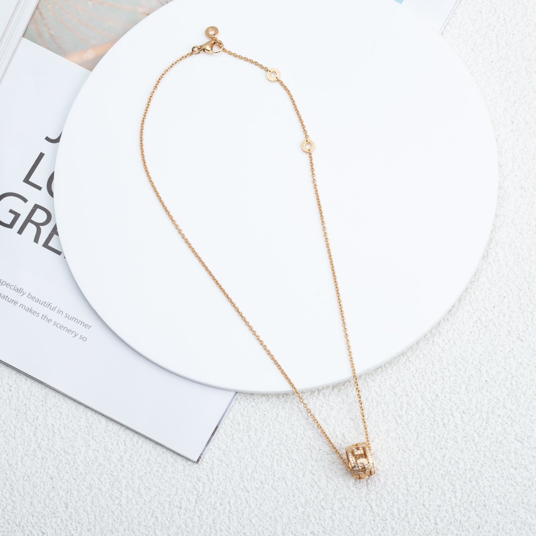 [⭐moonlume]PARENTESI NECKLACE PINK GOLD DIAMOND
