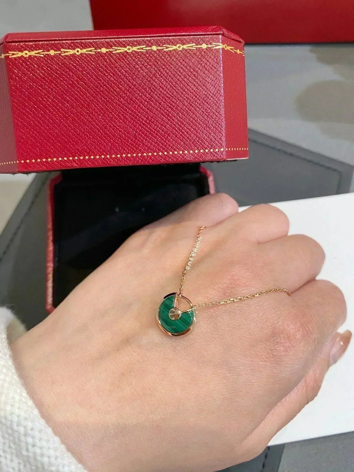[⭐moonlume]AMULETTE ROSE GOLD MALACHITE NECKLACE