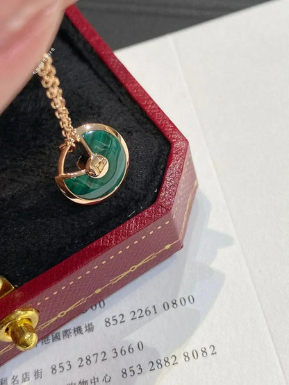 [⭐moonlume]AMULETTE ROSE GOLD MALACHITE NECKLACE