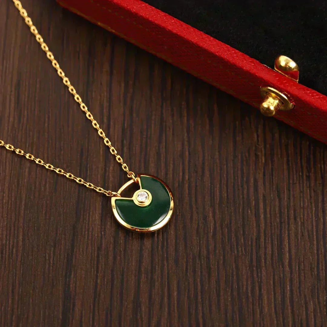 [⭐moonlume]AMULETTE GOLD MALACHITE NECKLACE