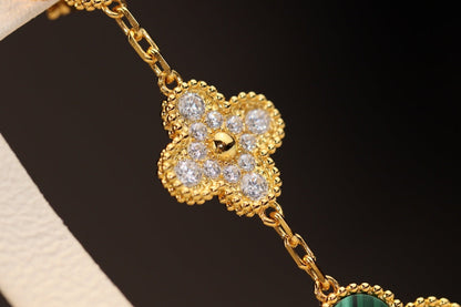 [⭐moonlume]CLOVER EARRINGS GOLD MALACHITE DIAMOND 3 MOTIF