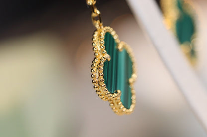 [⭐moonlume]CLOVER EARRINGS GOLD MALACHITE DIAMOND 3 MOTIF