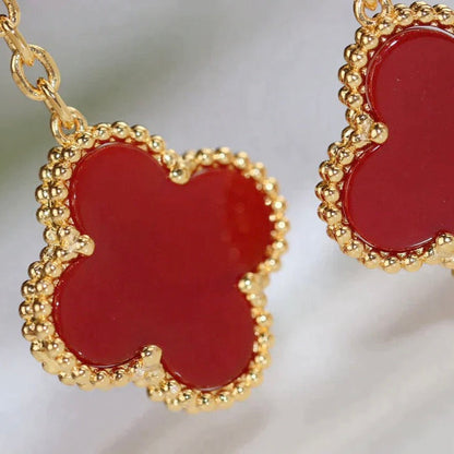[⭐moonlume]CLOVER  2 MOTIF  TIGER EYE CARNELIAN EARRINGS