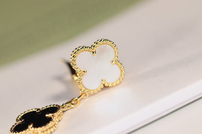 [⭐moonlume]CLOVER EARRINGS GOLD ONYX MOP 3 MOTIF