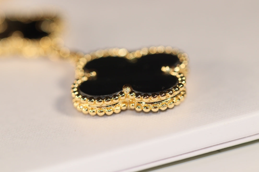 [⭐moonlume]CLOVER EARRINGS GOLD ONYX MOP 3 MOTIF