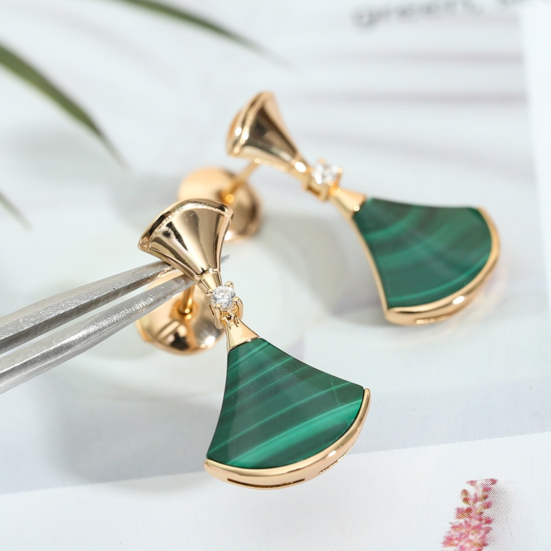 [⭐moonlume]DREAM MALACHITE PINK GOLD EARRINGS