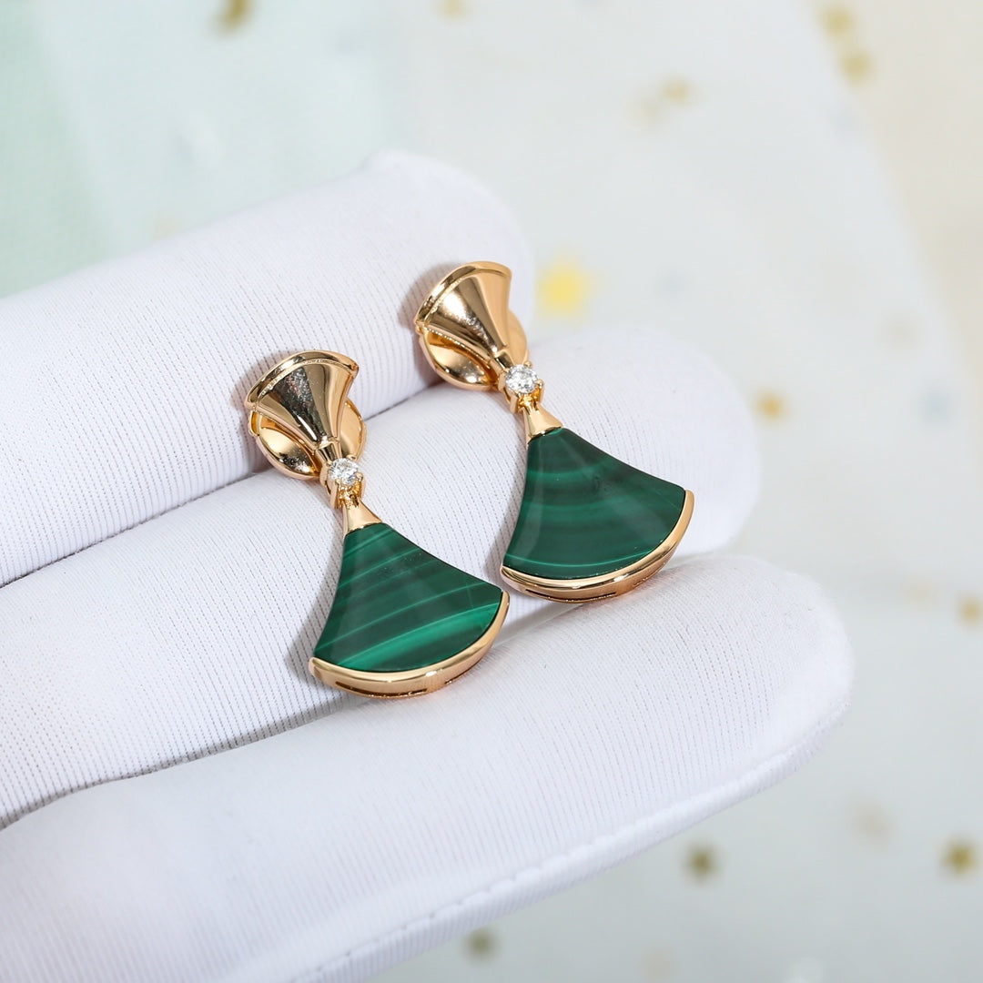 [⭐moonlume]DREAM MALACHITE PINK GOLD EARRINGS