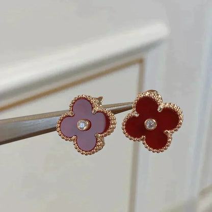[⭐moonlume]CLOVER MEDIUM 1 MOTIFS CARNELIAN  DIAMOND earrings