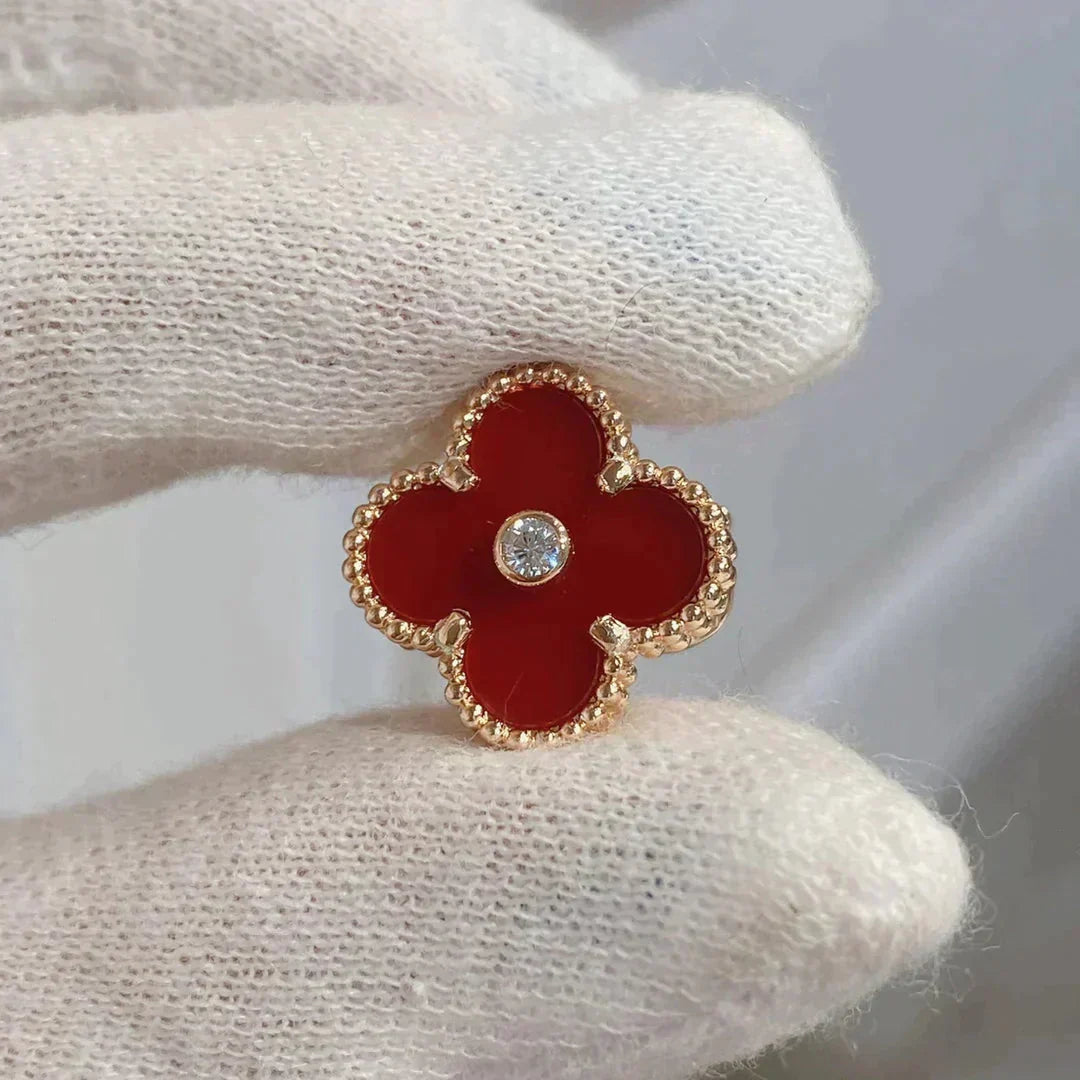 [⭐moonlume]CLOVER MEDIUM 1 MOTIFS CARNELIAN  DIAMOND earrings
