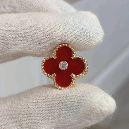 [⭐moonlume]CLOVER MEDIUM 1 MOTIFS CARNELIAN  DIAMOND earrings
