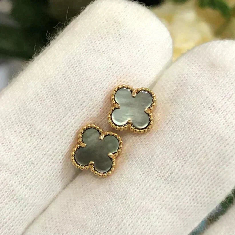 [⭐moonlume]CLOVER MINI 9.5MM GRAY MOP EARRINGS