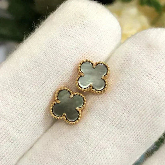 [⭐moonlume]CLOVER MINI 9.5MM GRAY MOP EARRINGS