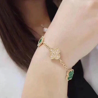 [⭐moonlume] CLOVER 5 MOTIF MALACHITE BRACELET COLLECTION
