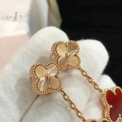 [⭐moonlume]CLOVER 2 MOTIF  LASER CARNELIAN EARRINGS