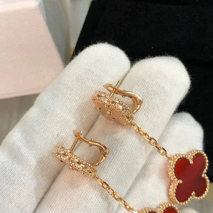 [⭐moonlume]CLOVER 2 MOTIF  LASER CARNELIAN EARRINGS