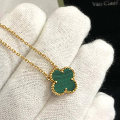 [⭐moonlume]CLOVER 15MM MALACHITE SINGLE FLOWER  NECKLACE