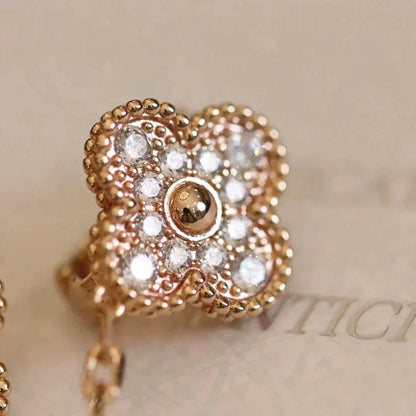 [⭐moonlume]CLOVER MEDIUM 1 MOTIFS FUll DIAMOND EARRINGS