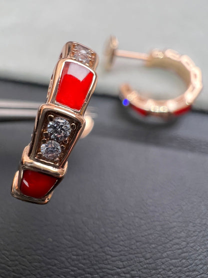 [⭐moonlume]SERPENTI CARNELIAN PINK GOLD EARRINGS