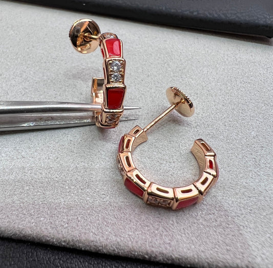[⭐moonlume]SERPENTI CARNELIAN PINK GOLD EARRINGS