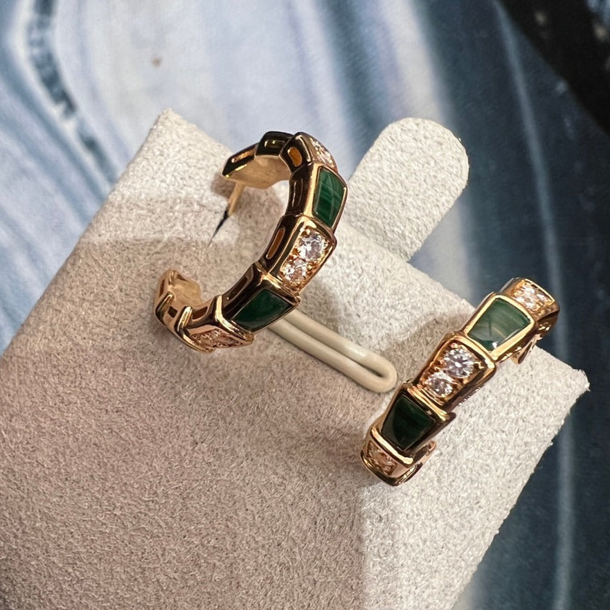 [⭐moonlume]SERPENTI MALACHITE PINK GOLD EARRINGS