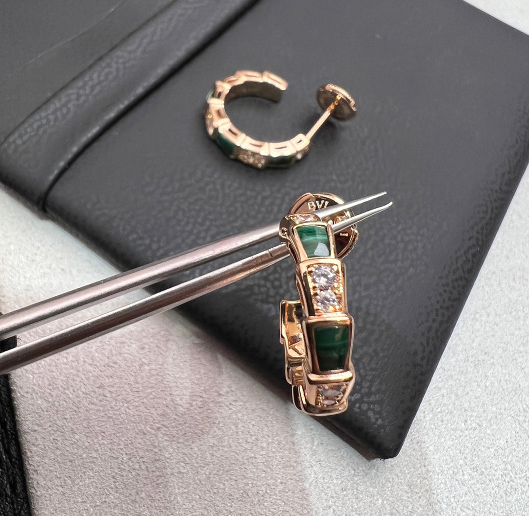 [⭐moonlume]SERPENTI MALACHITE PINK GOLD EARRINGS