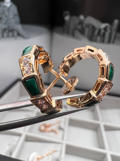 [⭐moonlume]SERPENTI MALACHITE PINK GOLD EARRINGS