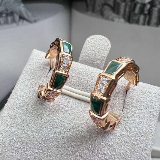 [⭐moonlume]SERPENTI MALACHITE PINK GOLD EARRINGS