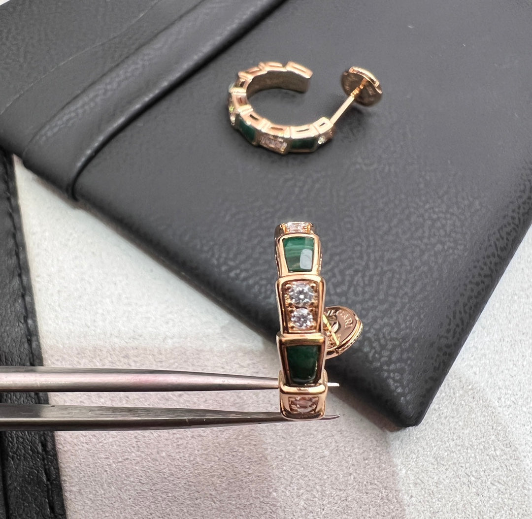 [⭐moonlume]SERPENTI MALACHITE PINK GOLD EARRINGS