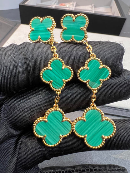 [⭐moonlume]CLOVER MALACHITE 3 MOTIFS GOLD