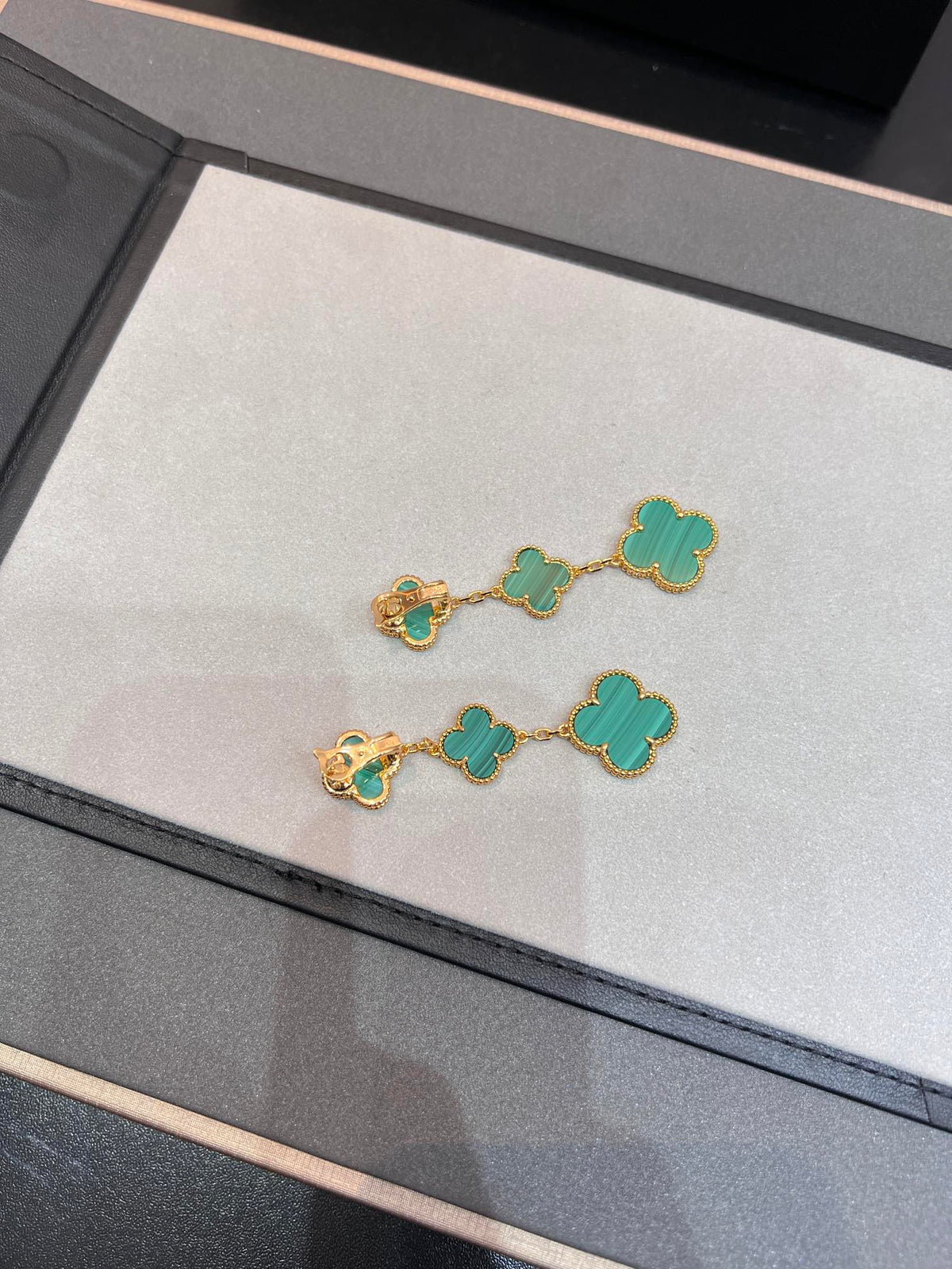 [⭐moonlume]CLOVER MALACHITE 3 MOTIFS GOLD