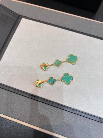 [⭐moonlume]CLOVER MALACHITE 3 MOTIFS GOLD
