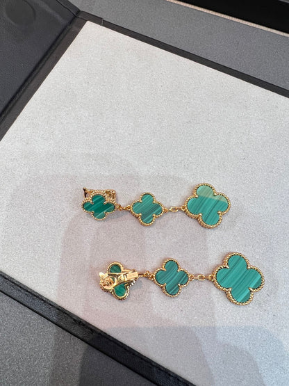 [⭐moonlume]CLOVER MALACHITE 3 MOTIFS GOLD