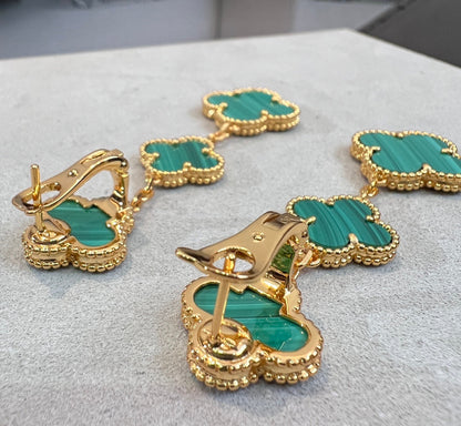 [⭐moonlume]CLOVER MALACHITE 3 MOTIFS GOLD