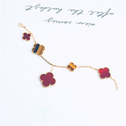 [⭐moonlume]CLOVER BRACELET 5 MOTIFS CARNELIAN TIGER EYE
