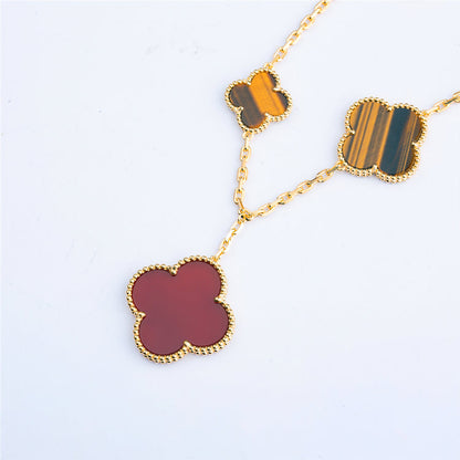[⭐moonlume]CLOVER BRACELET 5 MOTIFS CARNELIAN TIGER EYE