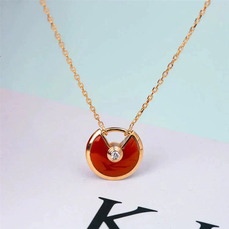[⭐moonlume]AMULETTE GOLD CARNELIAN ONYX NECKLACE