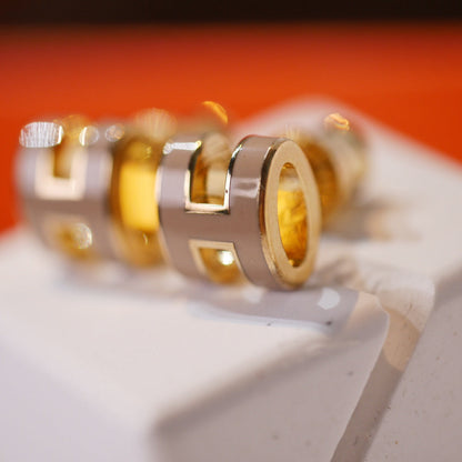 [⭐moonlume]MINI POP H GOLD EARRINGS GREY