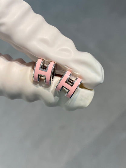 [⭐moonlume]MINI POP H SILVER EARRINGS PINK